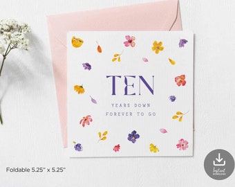 Carte d'anniversaire de 10 ans téléchargeable, cartes d'occasion d'anniversaire, cartes de voeux 10e anniversaire, cartes d'anniversaire imprimables