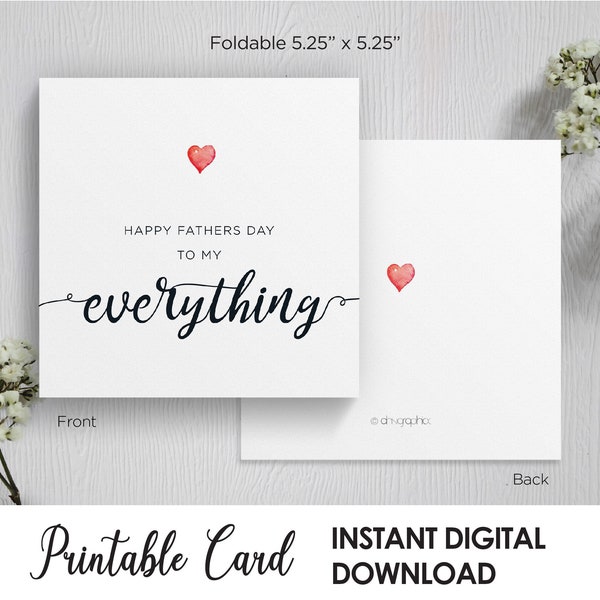 Happy Fathers Day To My Everything, Fathers Day Card From Wife, Fathers Day Card For Husband, For Boyfriend, For Partner, Simple Fathers Day