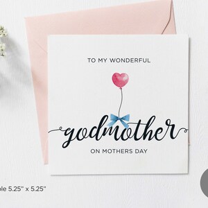 Tarjeta para el Día de la Madre para madrinas, para mi maravillosa madrina en el Día de la Madre, tarjeta para el Día de la Madre de ahijado, ahijada, descarga digital