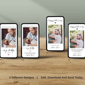 Electronic Father's Day Card Template,Digital First Father's Day Card,digital minimalist Father’s Day Smartphone Template Personalized Corjl