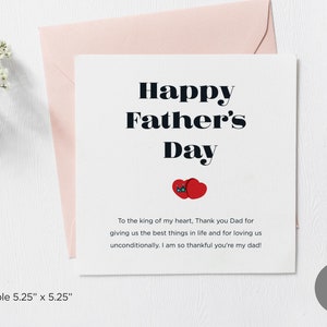 Carte de poème imprimable pour la fête des pères, au roi de mon coeur, carte de correspondance pour papa, carte de fête des pères imprimable pour papa, impression de carte de papa, numérique, téléchargement