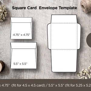 Printable Square Envelope Template Set of 2, 5.5 X 5.5 and 4.75x 4.75 ...