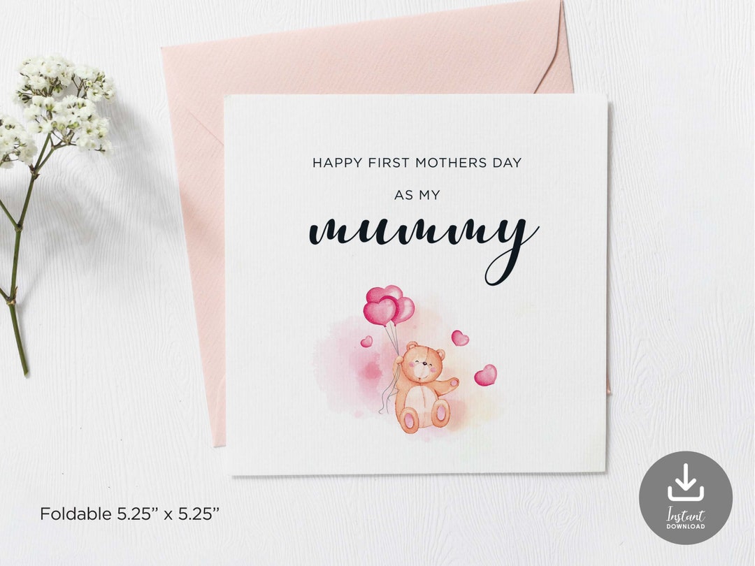 Happy First Mothers Day as My Mummy, Mothers Day Card for Mummy, Cute ...