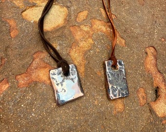 Hand Forged Copper & Fine Silver Cross Pendant: Norse Fire Amulet