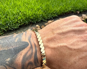 The Fjorgynn Twisted Bronze Viking Cuff - Norse God Ring, solid bronze