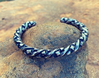 The "Berserk” or Wild Warrior Oath Ring": Custom 1/4” Cube Twisted Stainless Unisex Bracelet