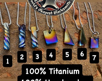 Flame-Anodized Titanium Bifröst Pendant: Viking Amulet Necklace