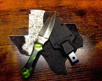 The Ooze Dagger, handmade  knife with custom green Resin handle