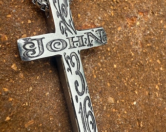 The “Special/Limited Edition 316", Hand Forged, 316 Grade Stainless Steel Cross Necklace,  Protective Amulet, Blacksmith made, Cross Pendant