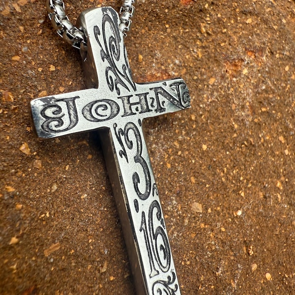 The “Special/Limited Edition 316", Hand Forged, 316 Grade Stainless Steel Cross Necklace,  Protective Amulet, Blacksmith made, Cross Pendant