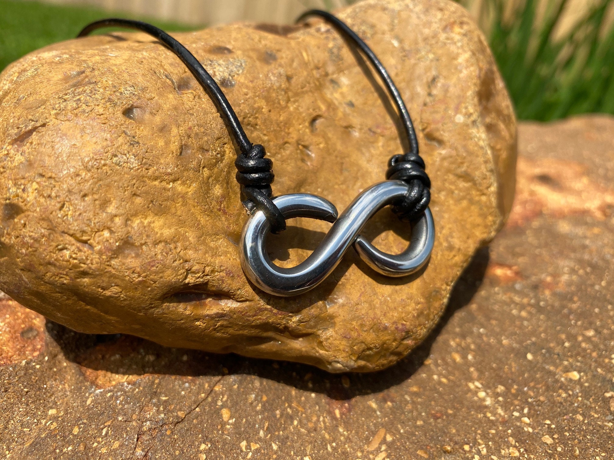The viking Infinity Amulet: Stainless and Leather Necklace, Infinity  Necklace, Viking Jewelry, Leather and Steel, Hand Forged Pendant -   Canada