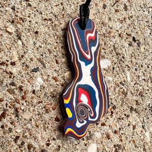 100% Fordite Pendant, protective amulet, Detroit Agate, Fordite necklace on waxed cotton cord