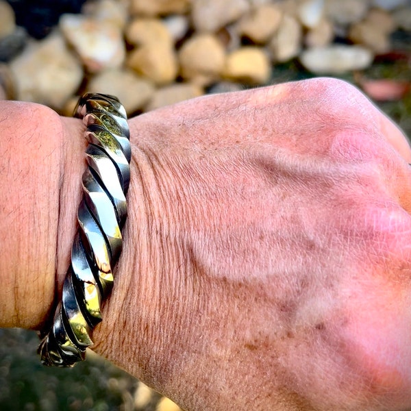The "Viking Valkyrie Oath Ring": BIG, Bold Custom 3/8” Twisted Stainless Bracelet