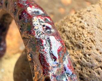 Draugr’s Blood Cuff. Large, Molten, Pure Copper cuff with deep blood red natrual color