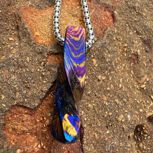 The “Titan Pendant” – Wearable Timascus Art. Protective Viking Titanium Damascus Pendant