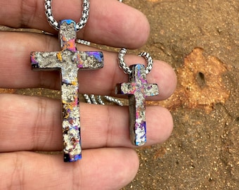 Hand Forged Titanium Cross Necklace: Refiner's Fire Amulet