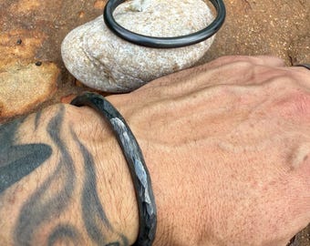 Black Zirconium Viking Arm Ring: Razor Cut Oath Cuff