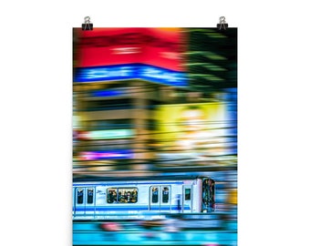Tren del metro de Tokio por la noche Impresión fotográfica original