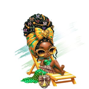 Black Girl Clipart: Afro Rasta Girls PNG Graphics (Digital Download)