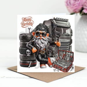 Digital Birthday Card, Mechanic Truck men, 13x13cm Tool Box Instant Download Printable, Garage Gift