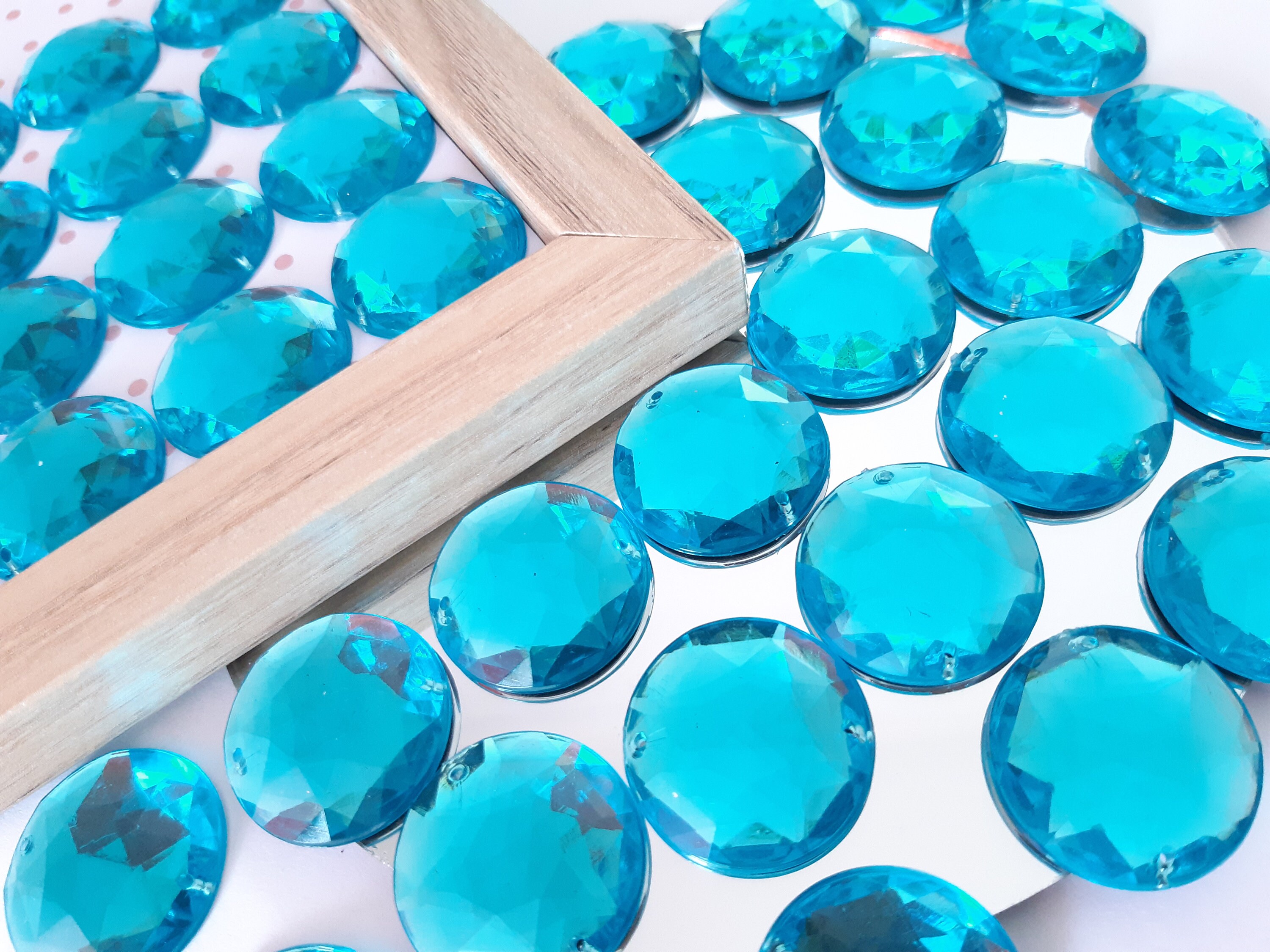 25 MM Beads Big Flat Back Glass Rhinestone Faceted Bead Etsy