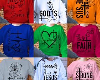 Christian T-Shirt Graphics: Bible Verse Designs (10 SVG, 10 PNG)