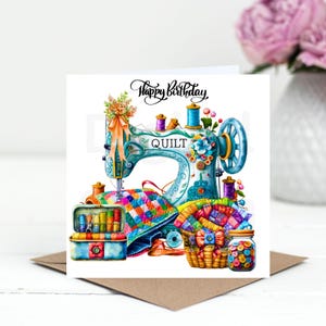 Nähmaschine Geburtstagskarte, Quilter Geschenk (Digitaler Download)