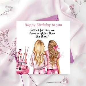 Biglietti di auguri di buon compleanno per le migliori amiche, idee per feste di amicizia, amanti del trucco, auguri di compleanno, regalo per ragazze festaiole, citazione digitale, biglietto "Splendi"
