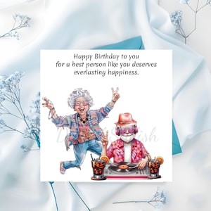 Cumpleaños de abuela, tarjetas de cumpleaños de DJ, regalo divertido para abuelo, cumpleaños de papá, tarjetas de pareja jubilada, mamá y papá bailarines, regalo de mezclador de DJ antiguo