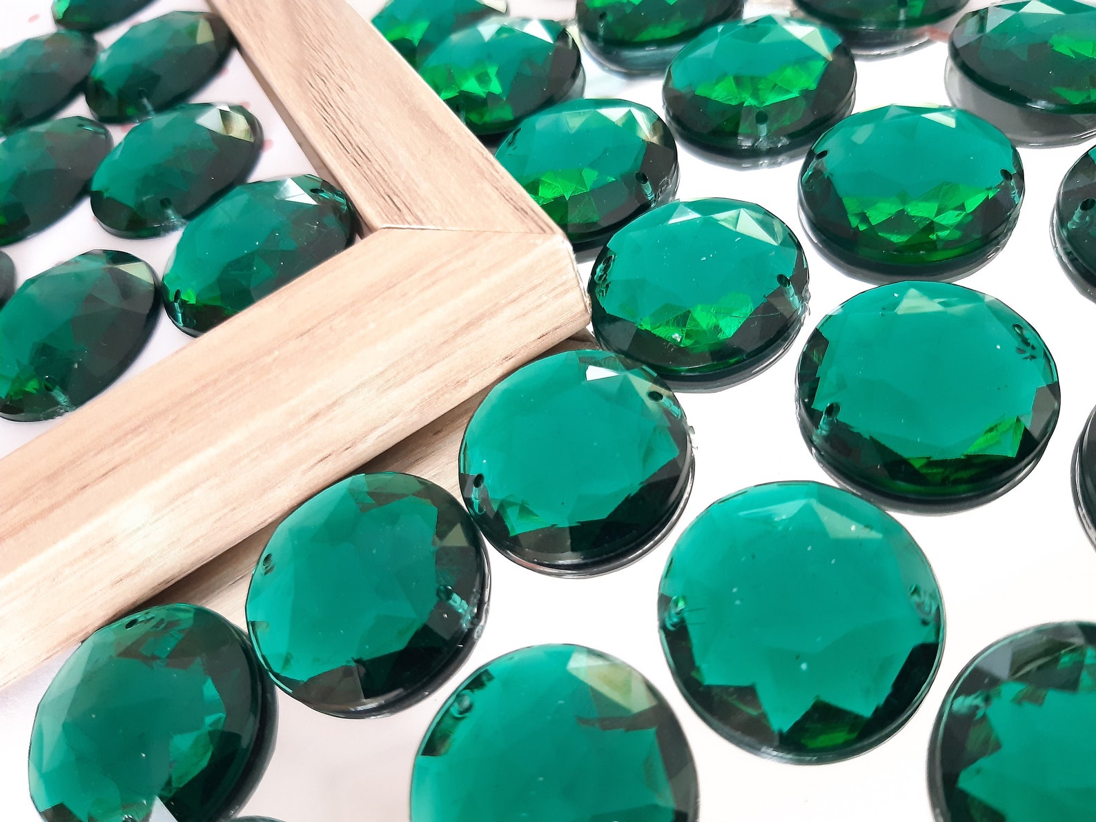 25 MM Beads Big Flat Back Glass Rhinestone Faceted Bead Etsy