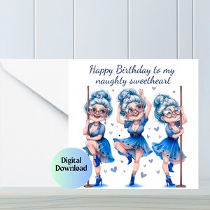 Cartes d'anniversaire grand-mère, carte d'anniversaire soeur drôle 60 anniversaire, cadeau drôle de mère, dame Dacing, fête de téléchargement numérique, Bestie de retraite