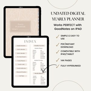 Undated Digital Planner- 2023 & 2024 Calendars | iPad Planner | Goodnotes Planner | Monthly Planner | Weekly Planner | Digital Calendar
