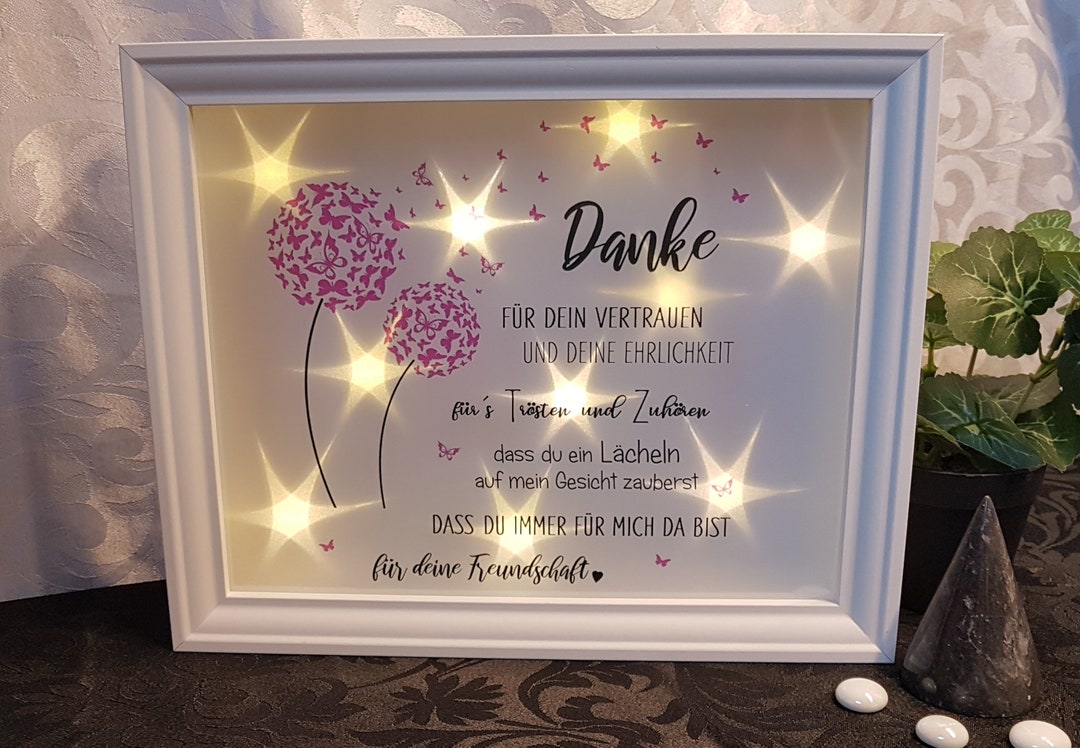 Danke für deine Freundschaft Bilderrahmen beleuchtet Etsy.de