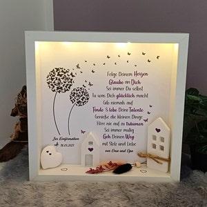 Bild beleuchtet Geschenk Abschied Freunde Geburtstag Kommunion Prüfung Konfirmation Jugendweihe Abitur Schulwechsel Pusteblume Keraflot 4702