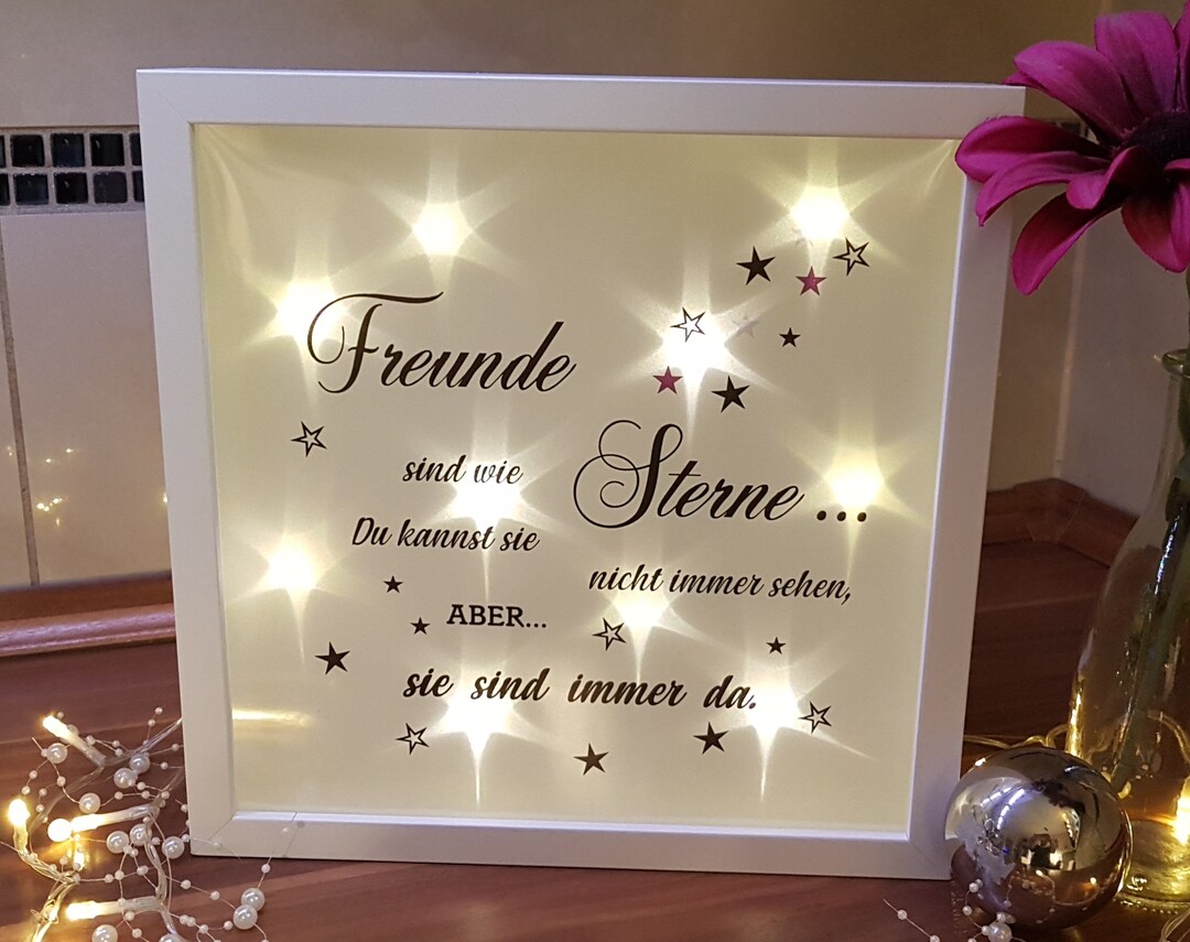 LED Bilderrahmen beleuchtet Freunde sind wie Sterne..... Freundschaft