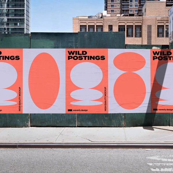 Wild Postings, Urban Posters, Street Ads, Mockup Template, Editable Photoshop File