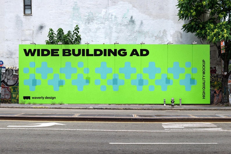 Wide Building Ad, Billboard Mockup Template, Editable Photoshop File - Etsy