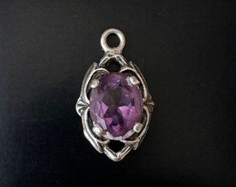 Beautiful Art Nouveau real silver pendant with amethyst!