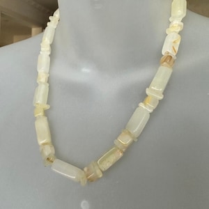 Vintage necklace white onyx marble stone necklace 49 cm unique Art Deco jewelry