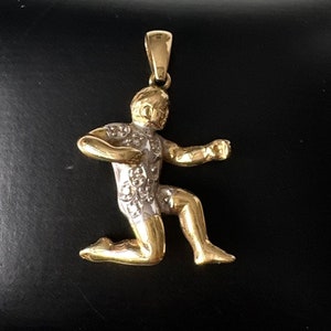 585 gouden hanger met 7 briljant geslepen diamanten 0,05 karaat bicolor 14 karaat goud!
