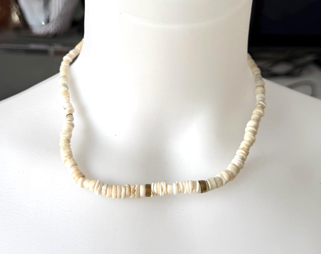 Vintage Surfer Necklace Choker, Puka Shell Necklace, 41 Cm, Unisex, 90s ...