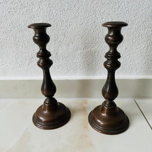 Pair of Antique Candlesticks Copper Candlesticks and 1900 Candle Holders