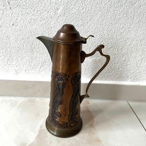 Art Nouveau copper jug, water jug, copper jug image 1