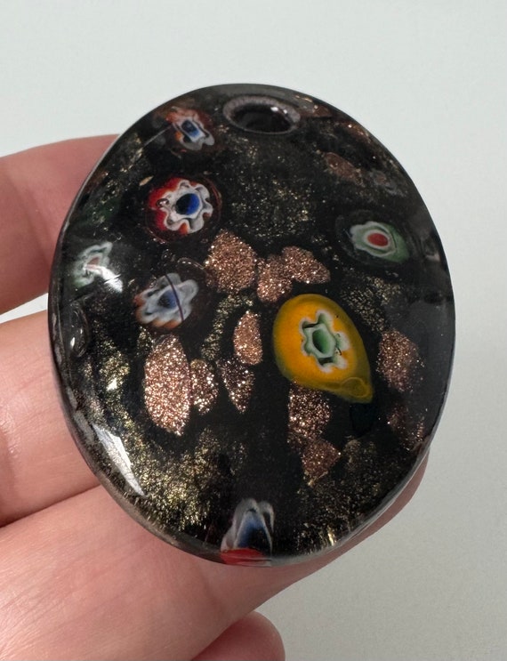 Large Murano glass pendant with bronze flakes! - image 4