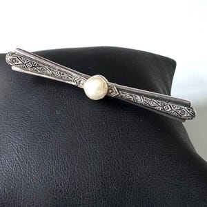 Antique Art Nouveau brooch 935 silver with pearl pin vintage!