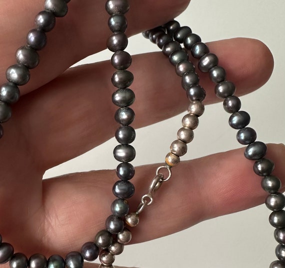 Perlenkette mit Silberkugeln 925 Silber - dunkle … - image 8