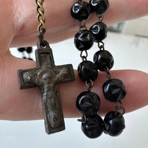 Antique rosary with black glass beads!