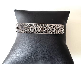Art Nouveau brooch 800 silver filigree flower antique jewelry pin!