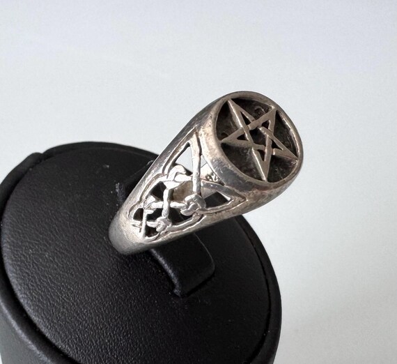 Solid 925 silver ring with pentagram and Celtic k… - image 8