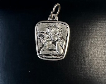 Antique "God bless you" protective pendant angel pendant!